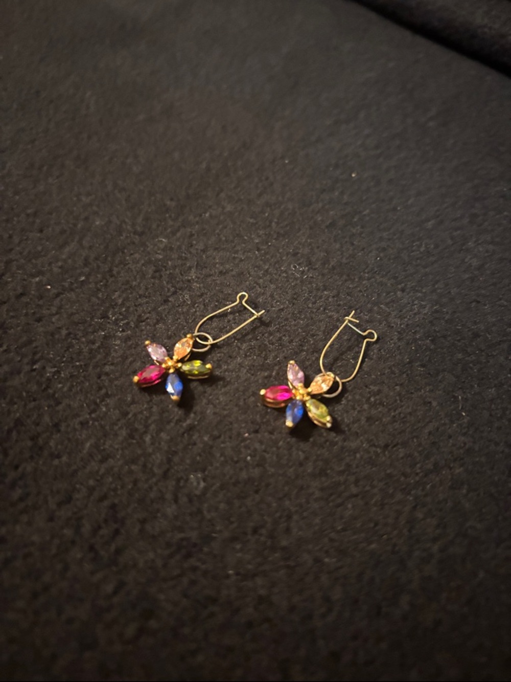 Rainbow flower dangle earrings